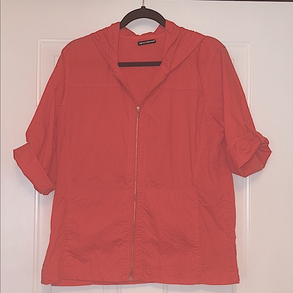 Oleg Cassini Sport Women's Hooded Full Zip Jacket M Orange Y2K Vintage Sporty